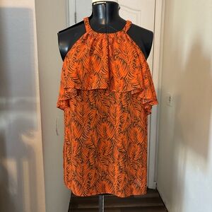 Michael Kors MK sleeveless lightweight orange blouse top women's size XL